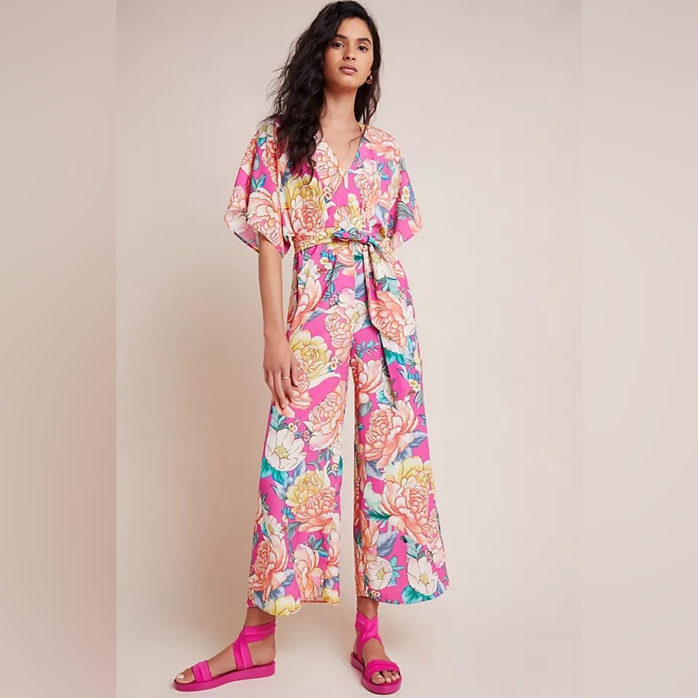 Farm Rio for Anthropologie Eulalie Wide-Leg Jumpsuit size XS